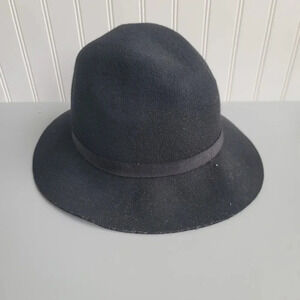 TART Women's One Size Adjustable Black 100% Wool Fedora Hat Cap with Ribbon